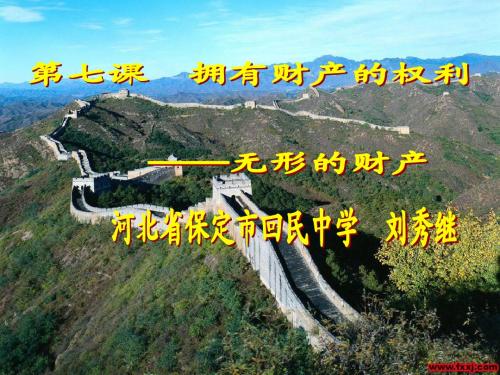 思想品德八下第七课第三框《无形的财产》
