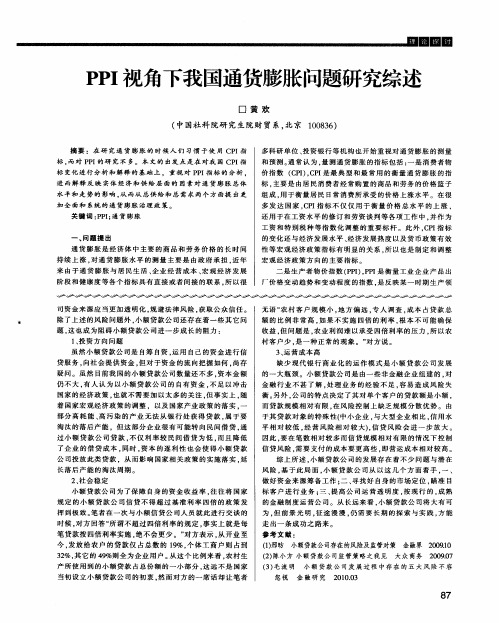 PPI视角下我国通货膨胀问题研究综述