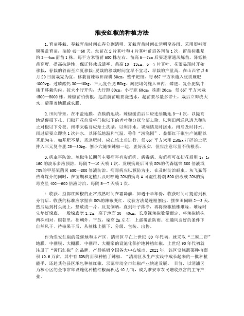 淮安红椒的种植方法