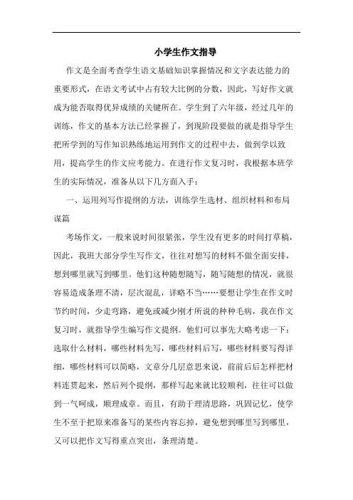 小学生作文指导论文