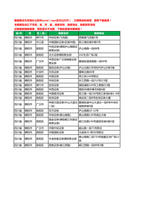 2020新版四川省德阳市证券工商企业公司商家名录名单黄页联系电话号码地址大全21家