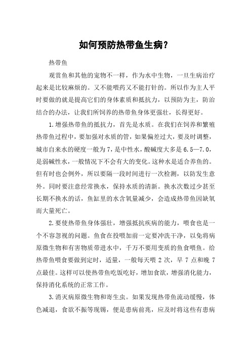 如何预防热带鱼生病？