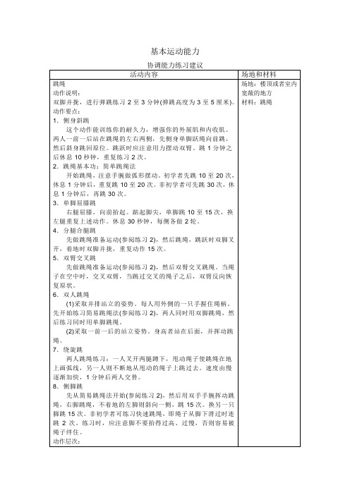 协调基本运动能力 幼儿协调性练习建议