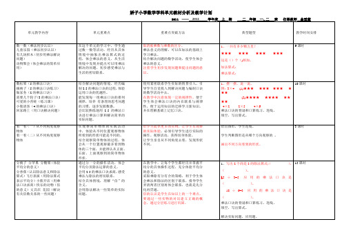二年级学科教材分析及教学计划安排表