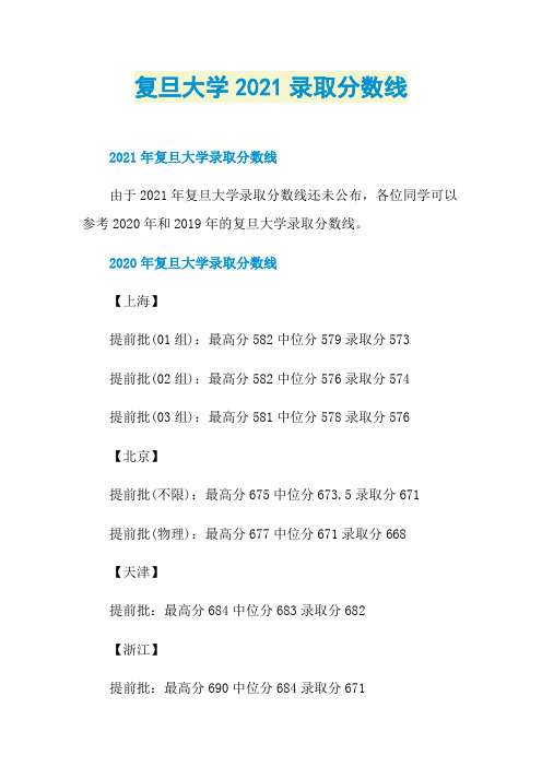 复旦大学2021录取分数线