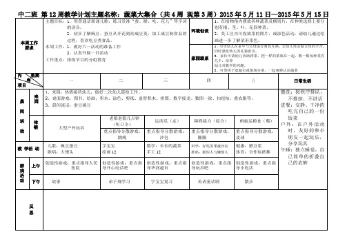 中二班第12周周计划