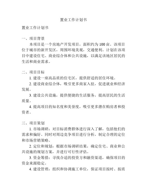 置业工作计划书