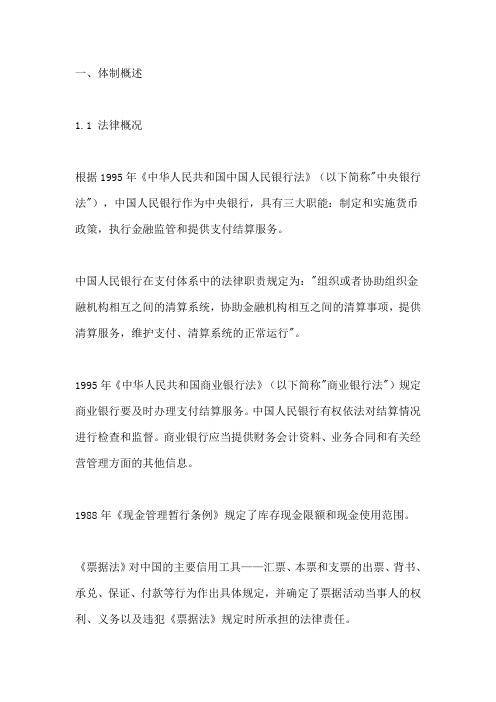 中国支付体系综述与人行账户结构