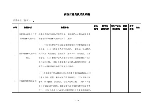 内部控制自我评价底稿第12号：担保业务