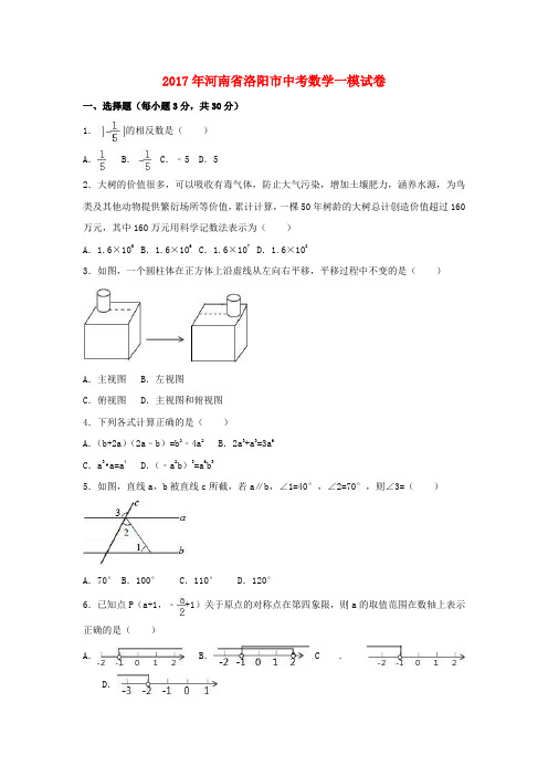 河南省洛阳市2017年中考数学一模试卷(含解析)