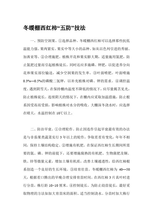 冬暖棚西红柿“五防”技法