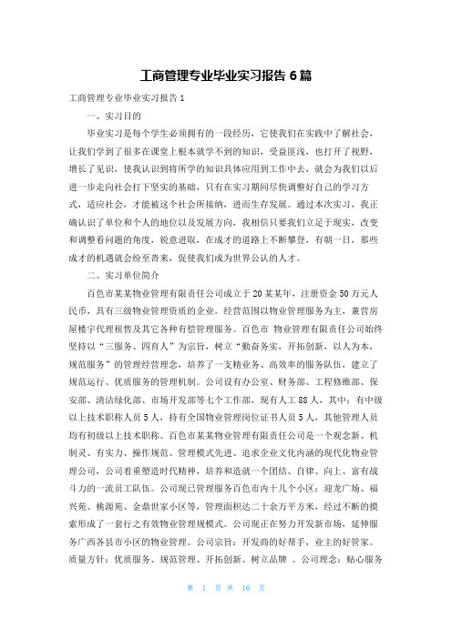 工商管理专业毕业实习报告6篇