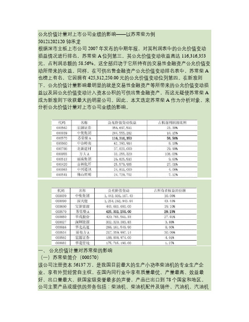 钟承龙 - 公允价值计量对上市公司业绩的影响