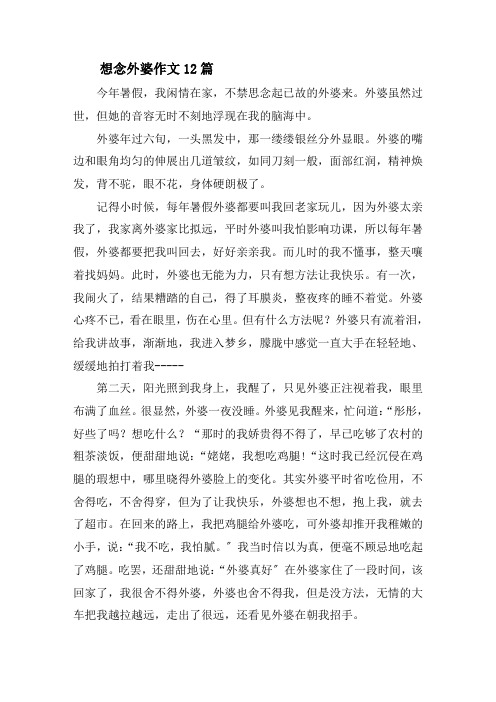 想念外婆作文12篇精选