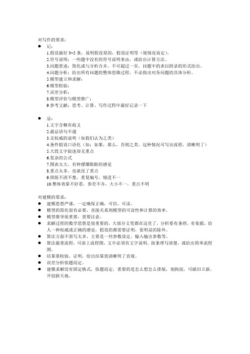 对建模的一些想法,数模书写要求,格式和注意事项