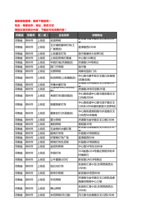 新版河南省郑州市上街区灯饰企业公司商家户名录单联系方式地址大全34家