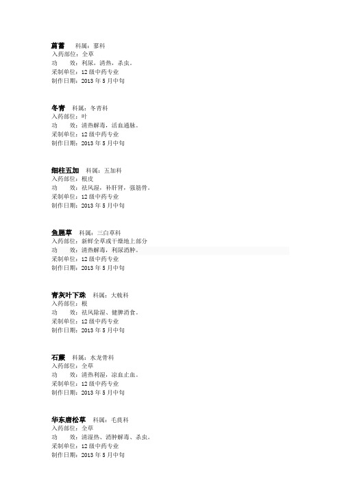 中药标本展标签