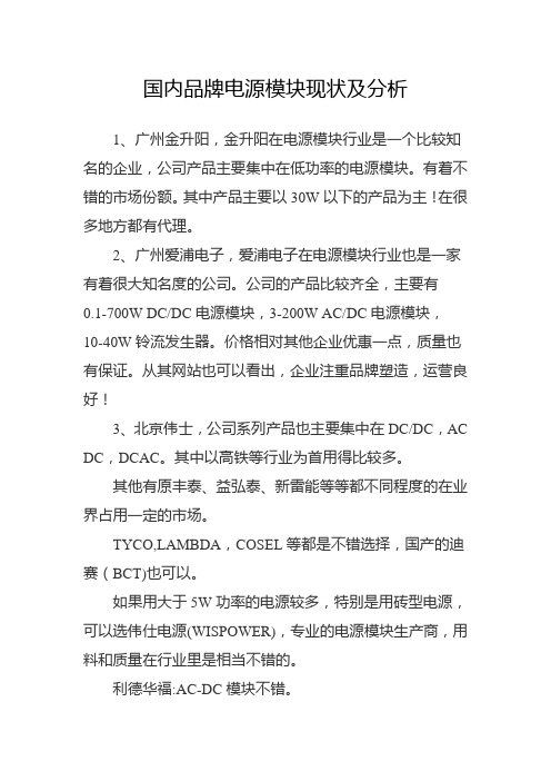 1 国内电源模块厂家排名及优势分析