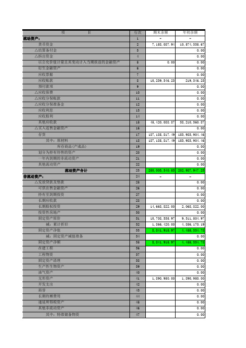 河南省财政决算(集体企业财务会计决算报表)资产负债表