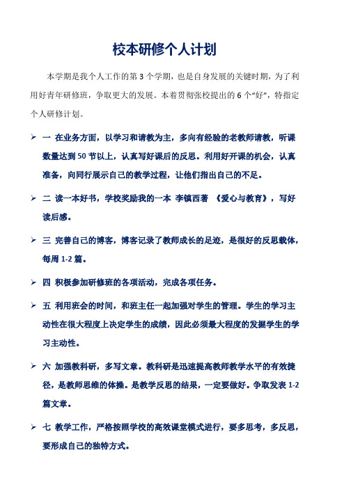 校本研修个人计划word版