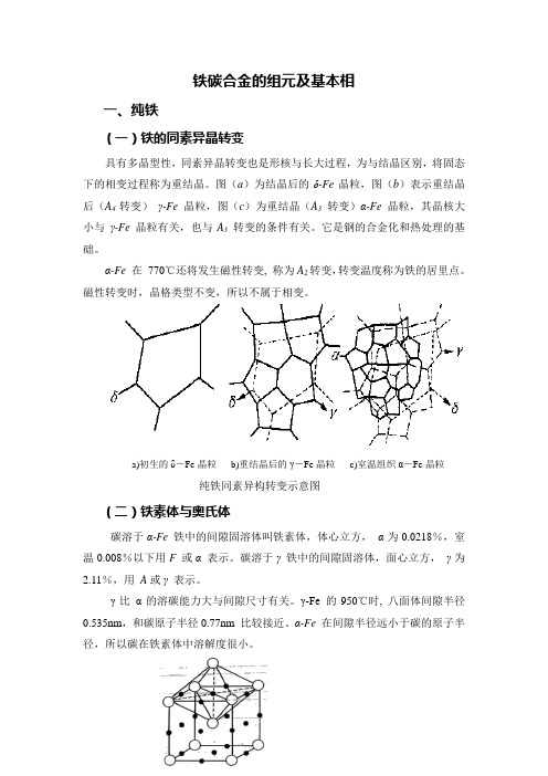 铁碳合金的组元及基本相