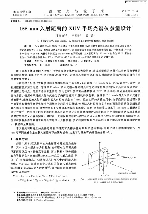155mm入射距离的XUV平场光谱仪参量设计