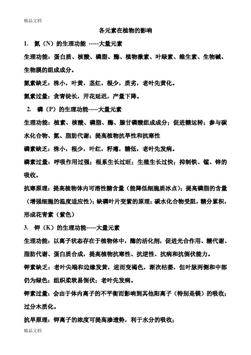 各元素在植物的影响备课讲稿