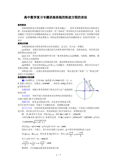 高中数学复习专题讲座曲线的轨迹方程的求法