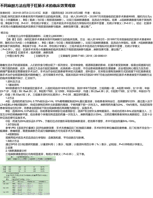 不同麻醉方法应用于肛肠手术的临床效果观察