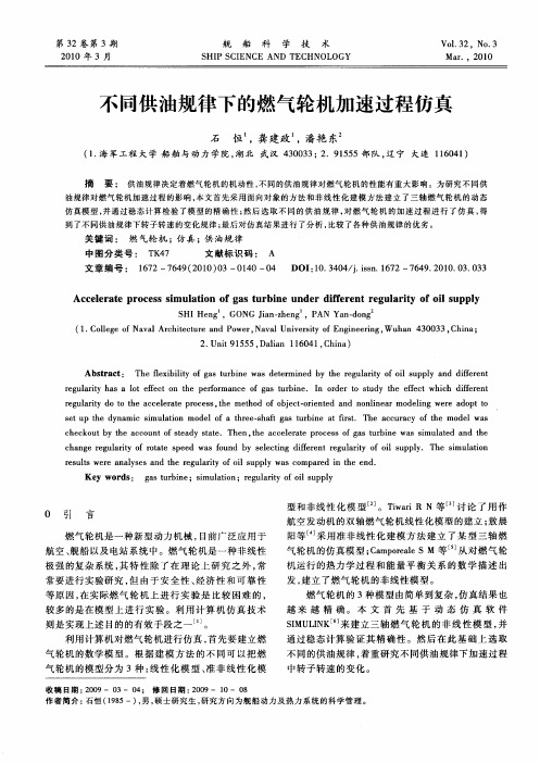 不同供油规律下的燃气轮机加速过程仿真