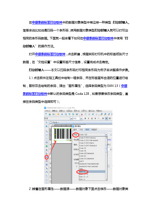 打印时输入在中琅条码标签打印软件中的使用方法