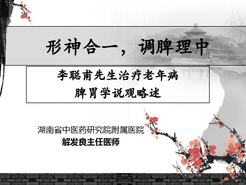形神合一调脾理中