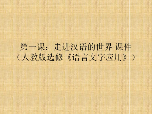 第一课：走进汉语的世界+课件(人教版选修《语言文字应用》)