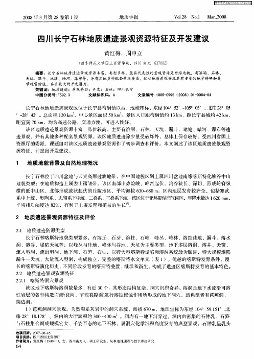 四川长宁石林地质遗迹景观资源特征及开发建议