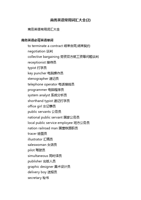 商务英语常用词汇大全