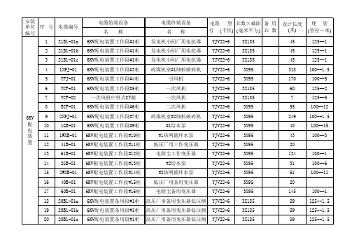 一次电缆清册
