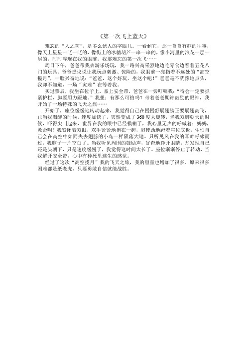 第一次飞上蓝天作文