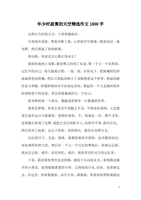 年少时寂寞的天空精选作文1000字