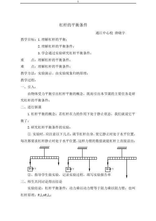 杠杆的平衡条件教案
