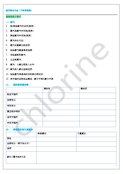 氯方程式大全