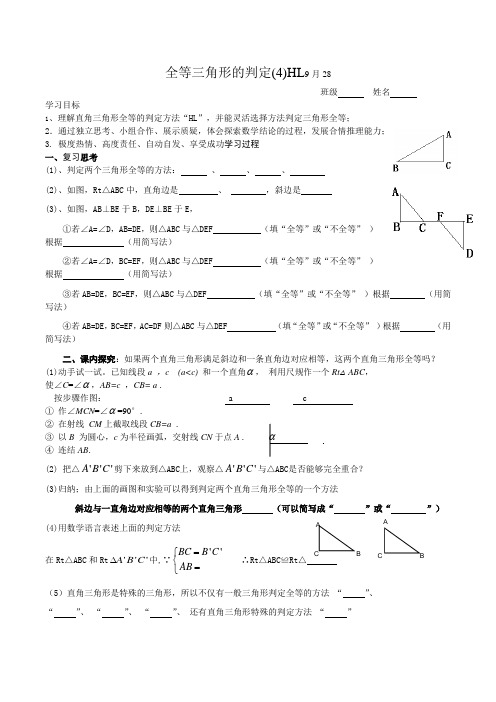 全等三角形的判定(HL)导学案5