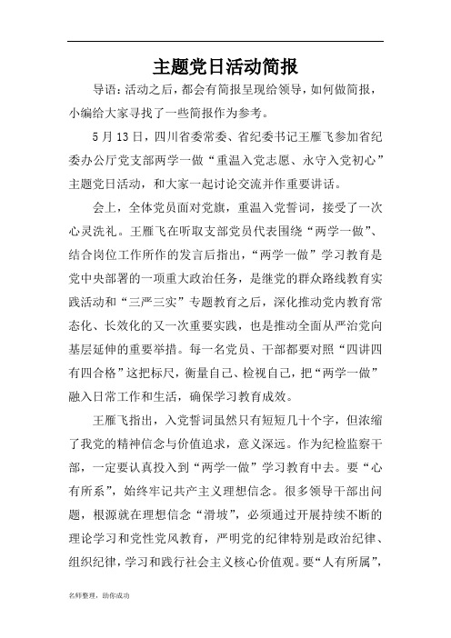 主题党日活动简报