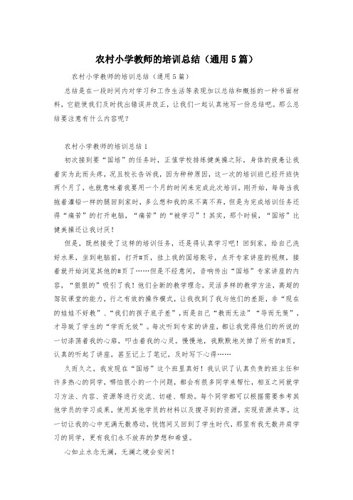 农村小学教师的培训总结(通用5篇)