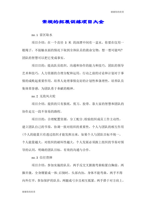 常规的拓展训练项目大全.doc