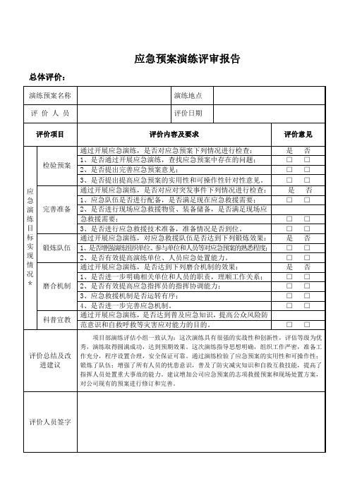 (完整版)应急预案演练评审报告