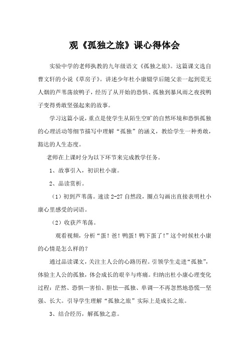 观《孤独之旅》课心得体会(3篇)