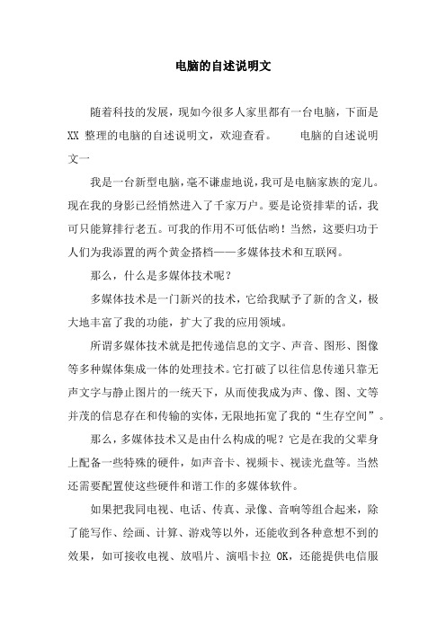 电脑的自述说明文
