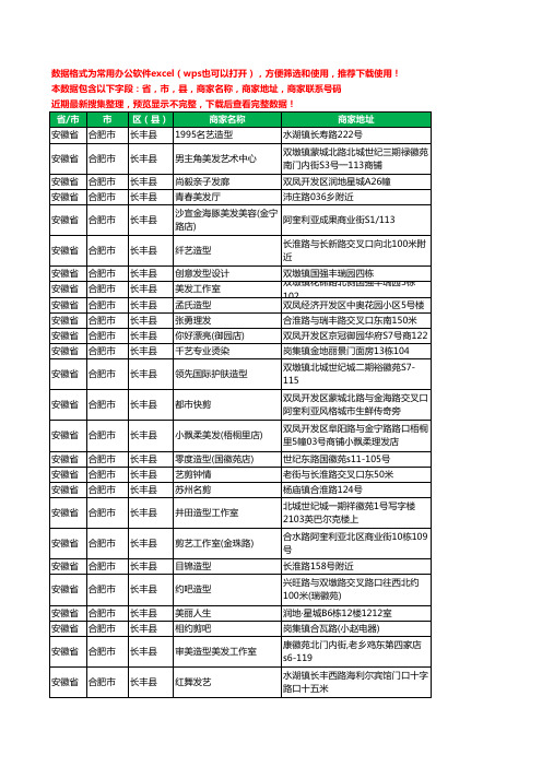 2020新版安徽省合肥市长丰县美发工商企业公司商家名录名单黄页联系电话号码地址大全365家