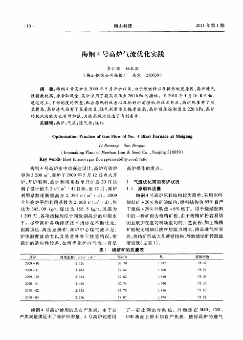 梅钢4号高炉气流优化实践