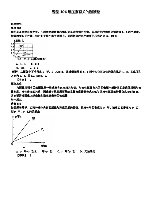 中考物理试题调研 题型106 与压强有关的图像题